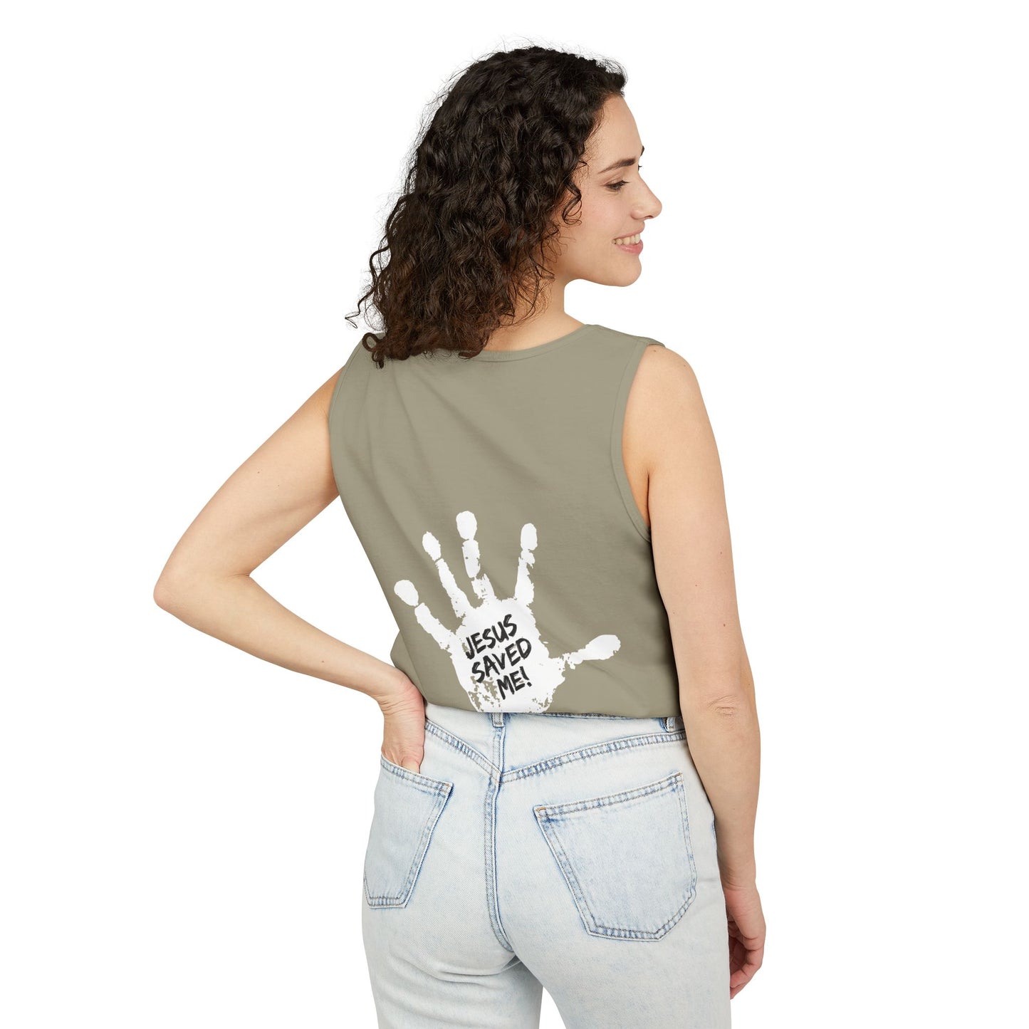 Adult Unisex Covered by Faith Tank Top Jesus Saved Me (Front & Back Design)
