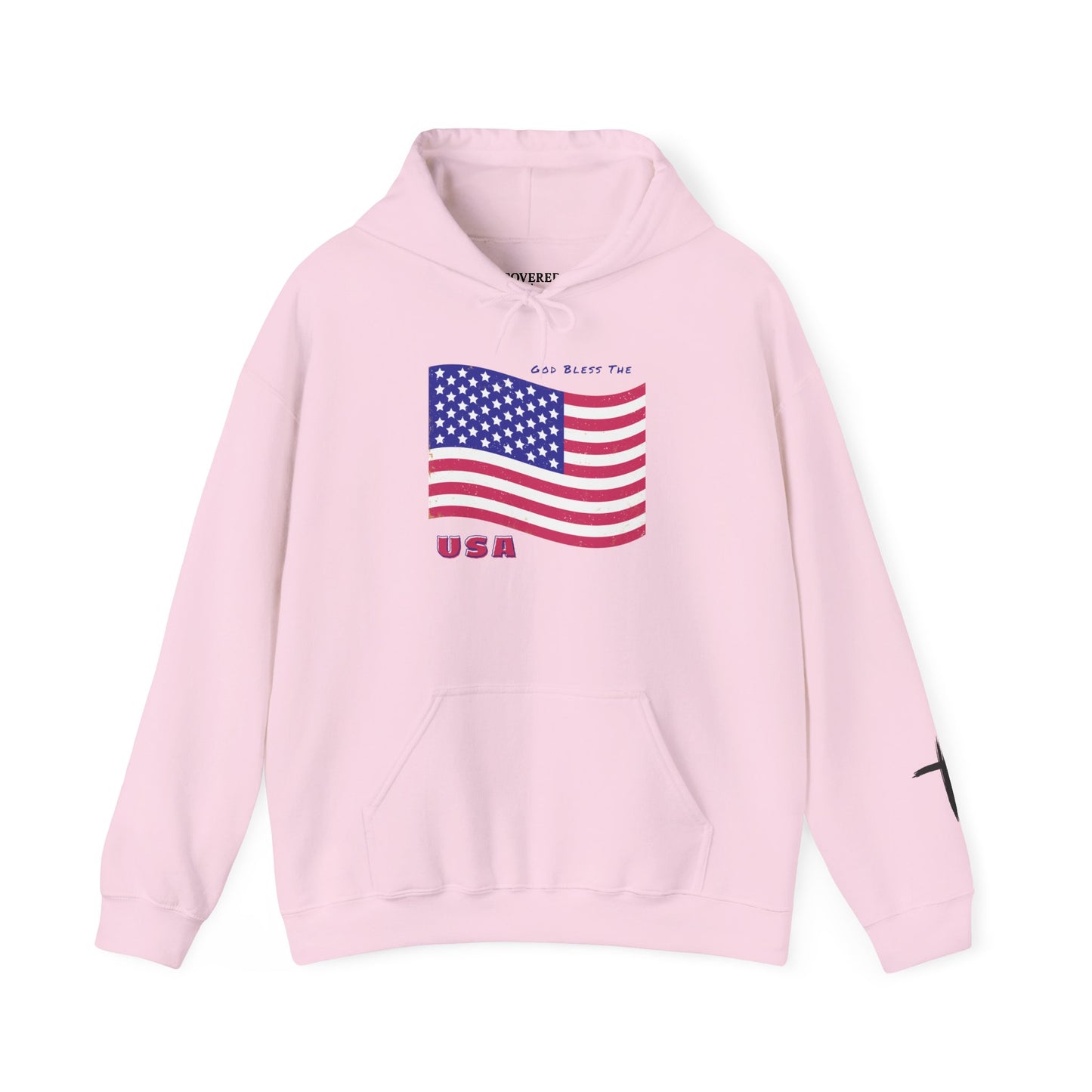 Adult Unisex Patriotic USA Flag Hoodie, God Bless the USA, Faith-Inspired Apparel