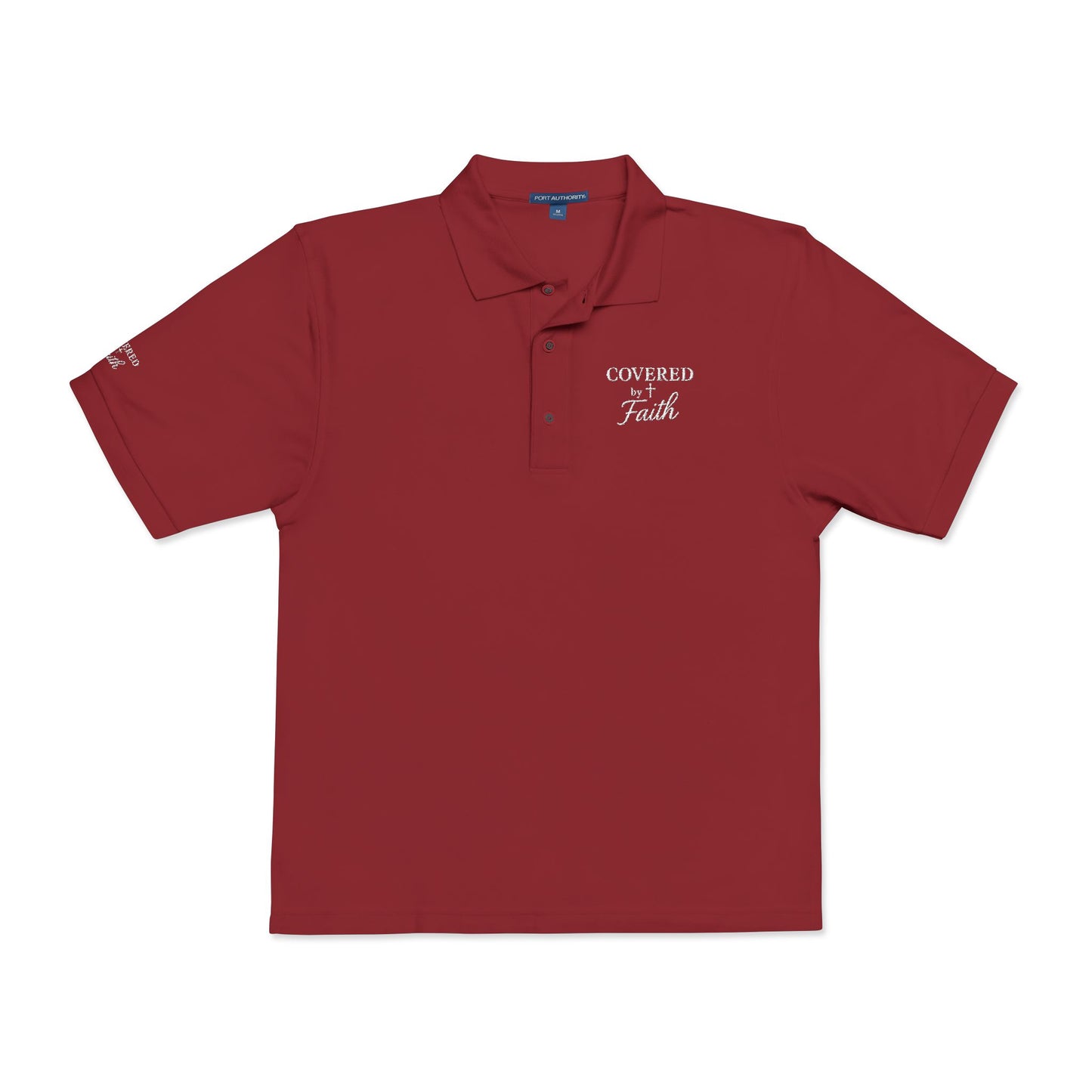 Unisex Embroidered Covered by Faith Short Sleeved Polo Shirt