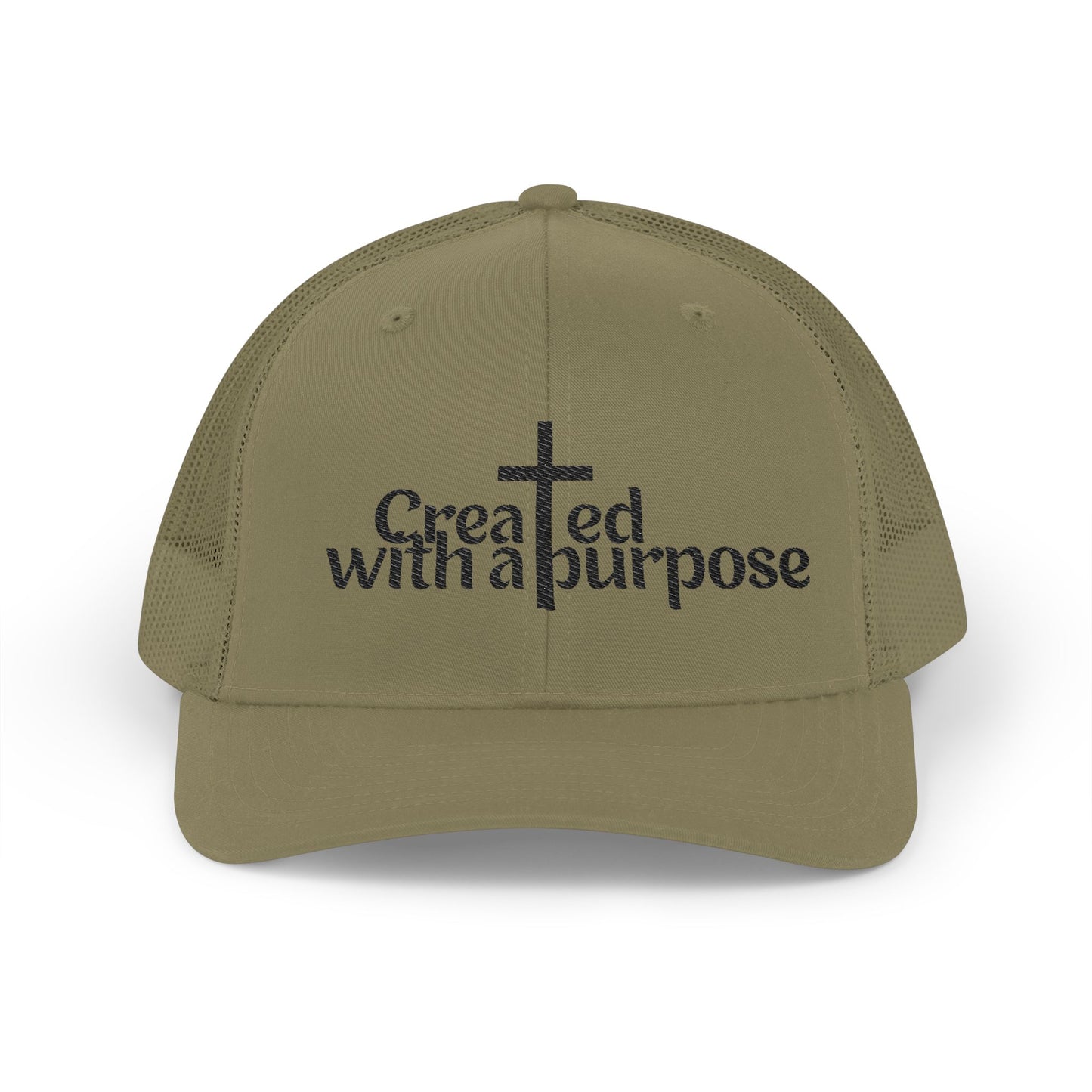 Adult Embroidered Snapback Trucker Cap - "Created with a Purpose"