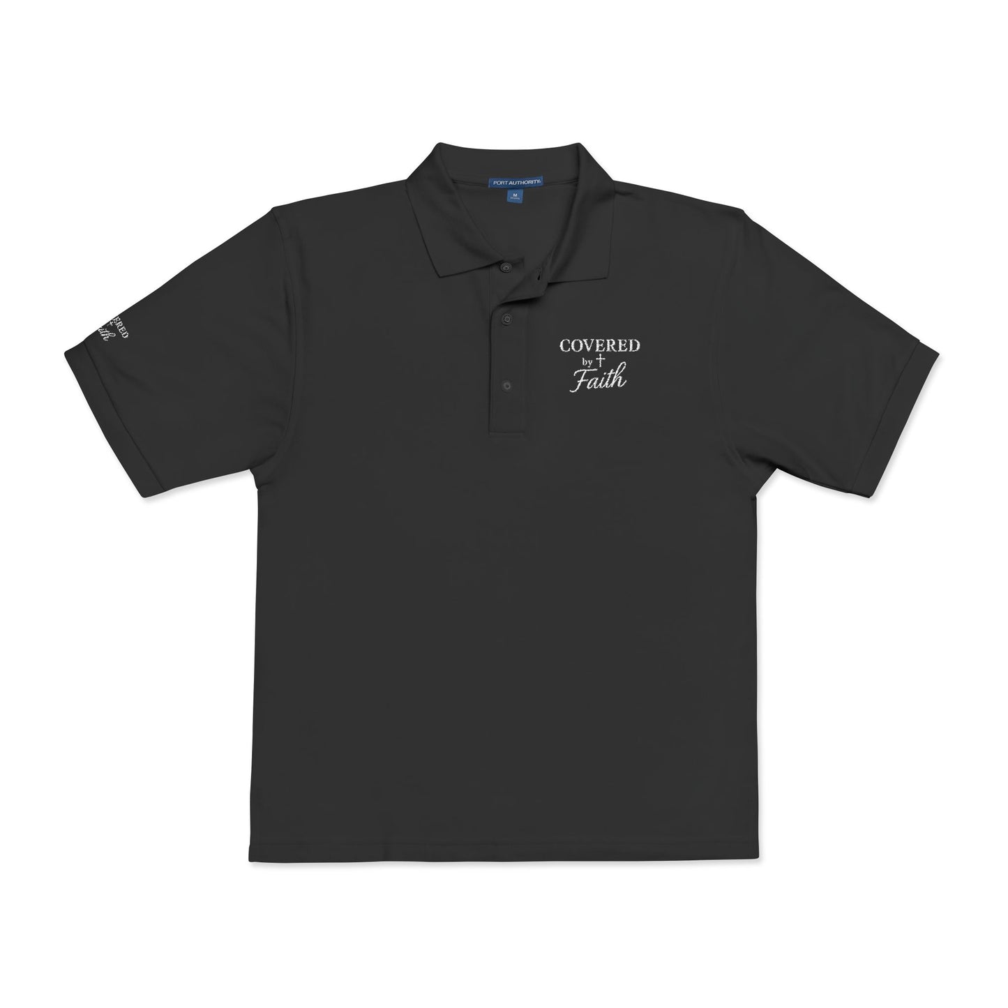 Unisex Embroidered Covered by Faith Short Sleeved Polo Shirt