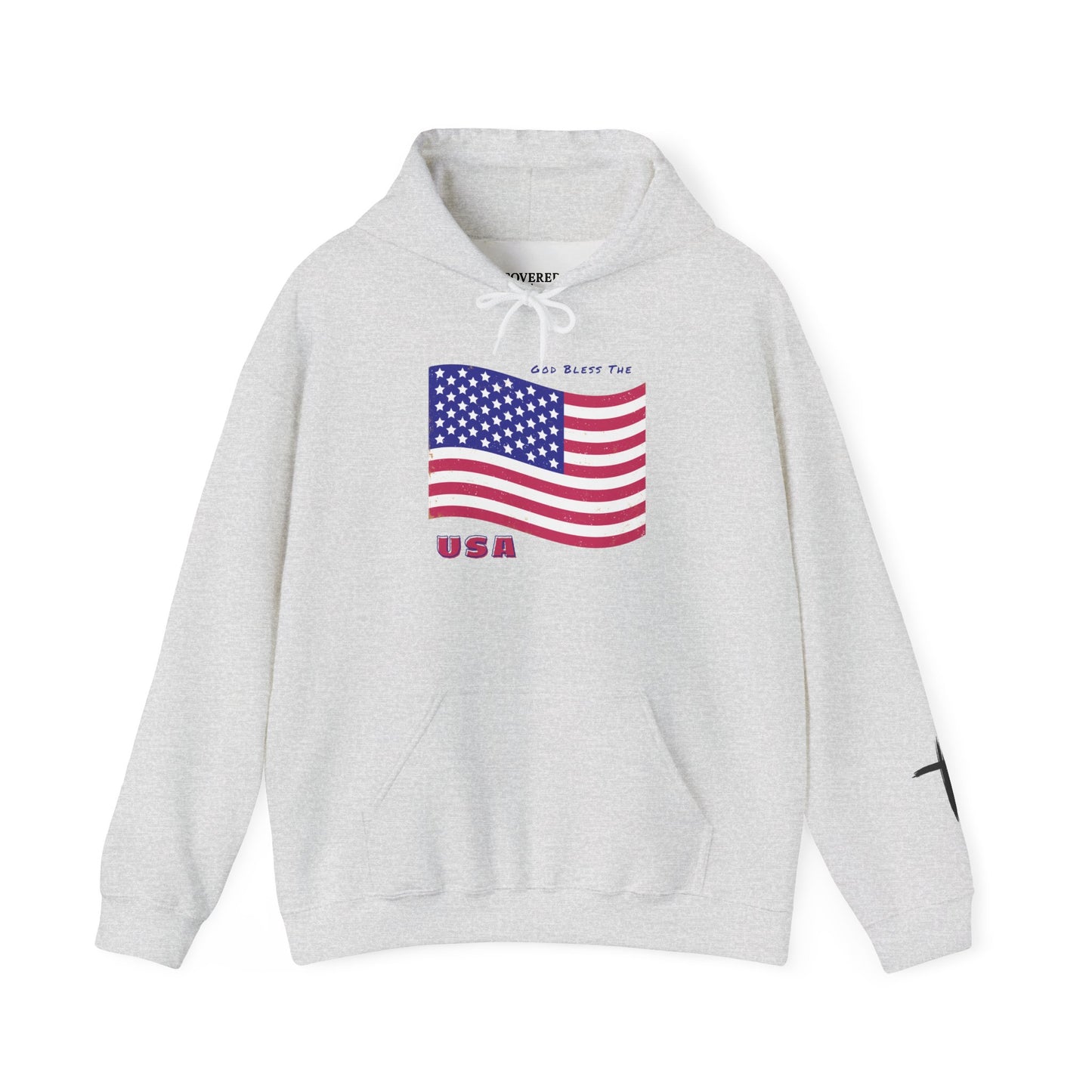 Adult Unisex Patriotic USA Flag Hoodie, God Bless the USA, Faith-Inspired Apparel