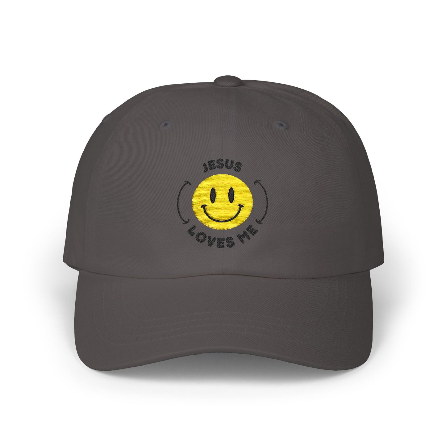 Adult - Embroidered Happy Face Jesus Loves Me Classic Cap