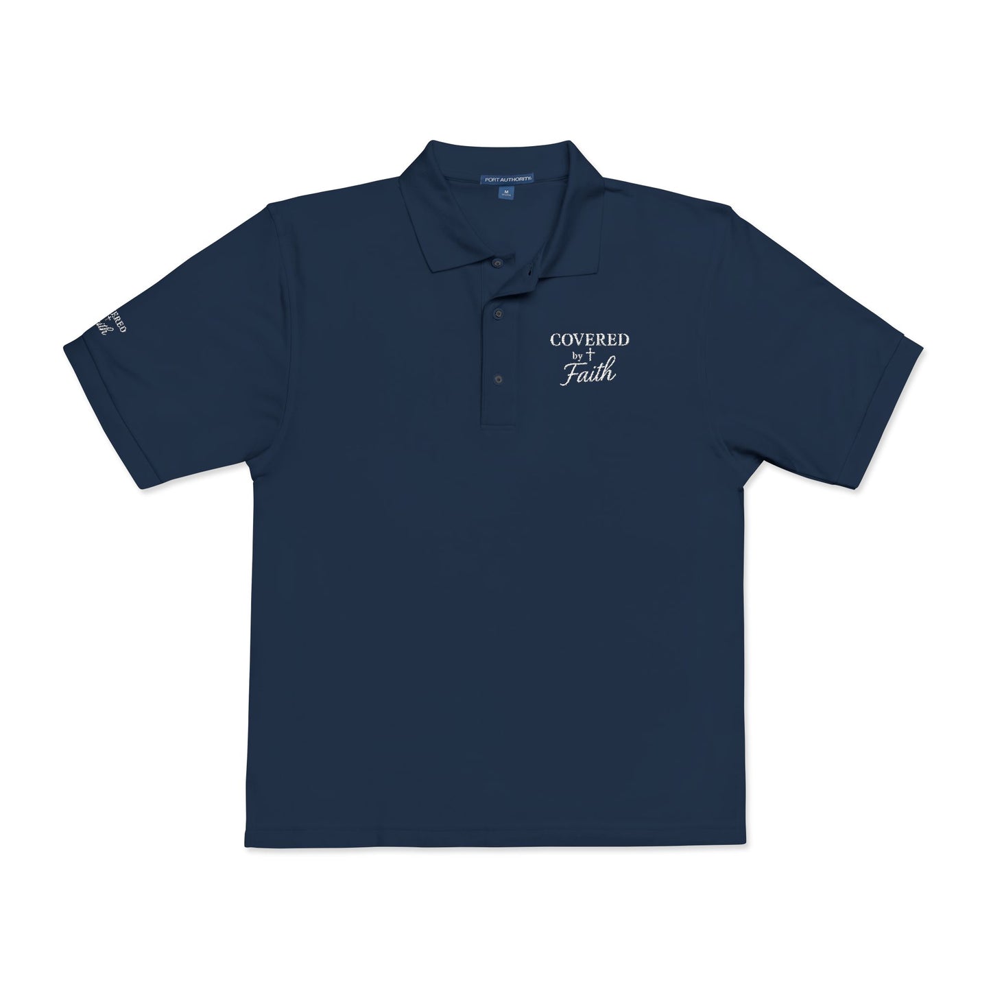 Unisex Embroidered Covered by Faith Short Sleeved Polo Shirt