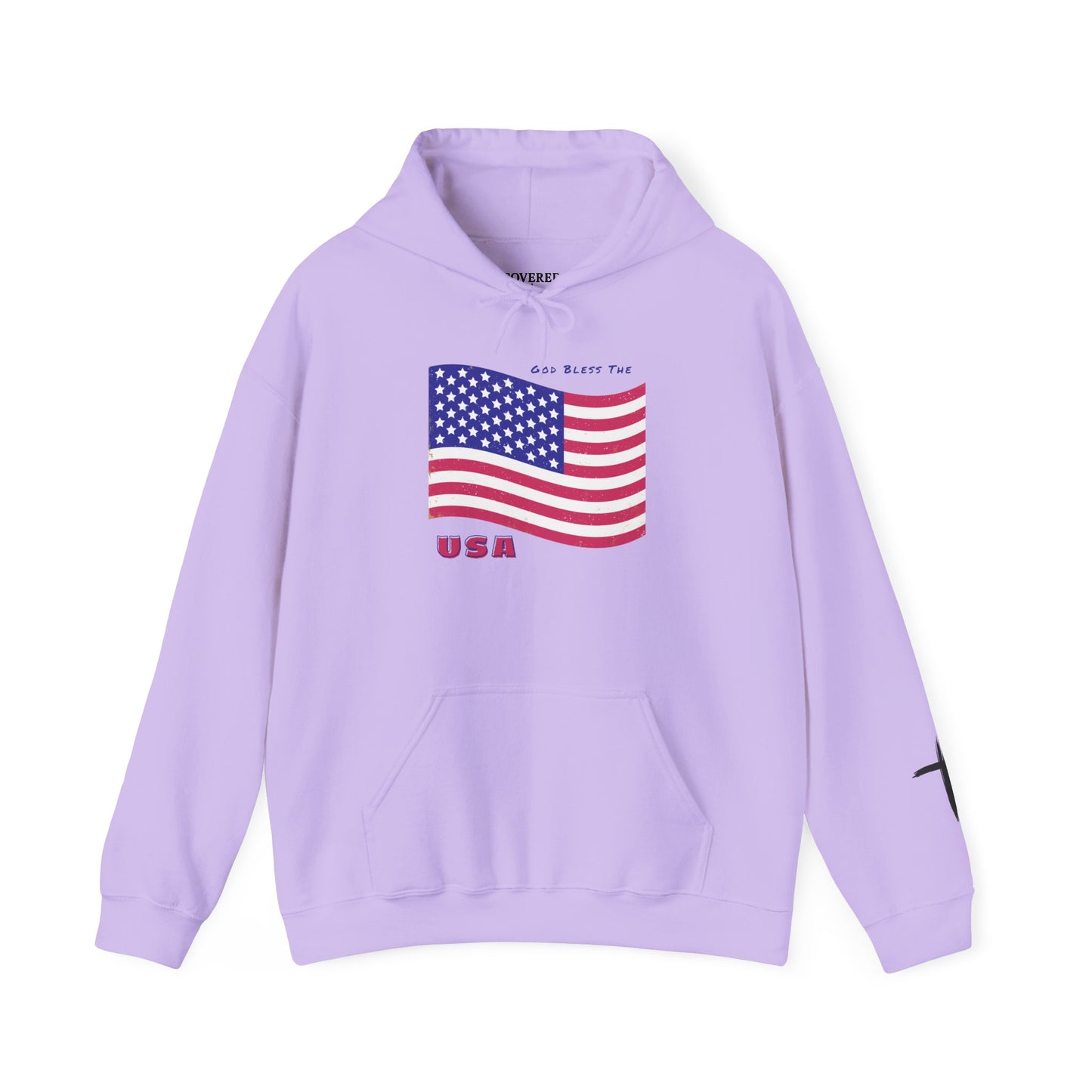 Adult Unisex Patriotic USA Flag Hoodie, God Bless the USA, Faith-Inspired Apparel