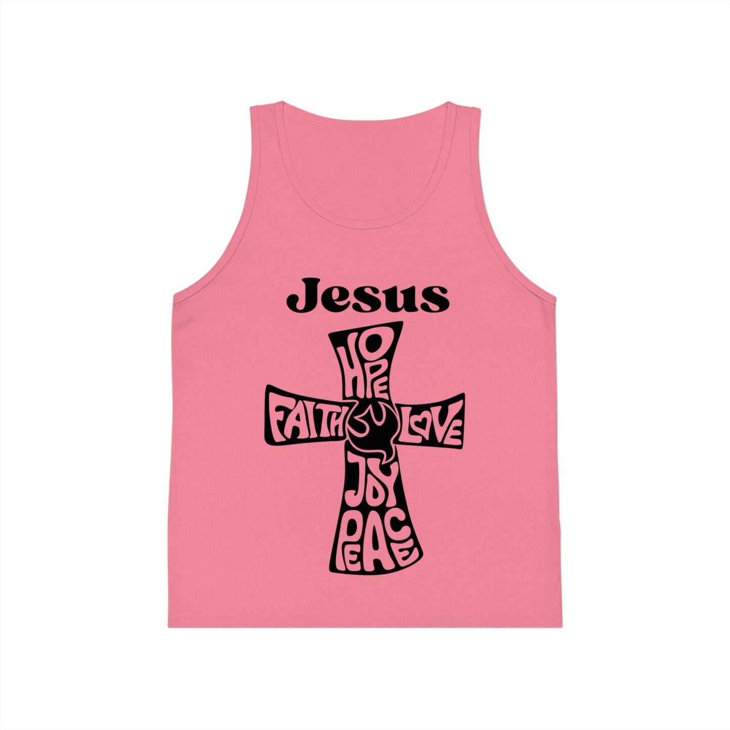 Youth - Jesus Cross Tank Top of Faith, Hope, Love