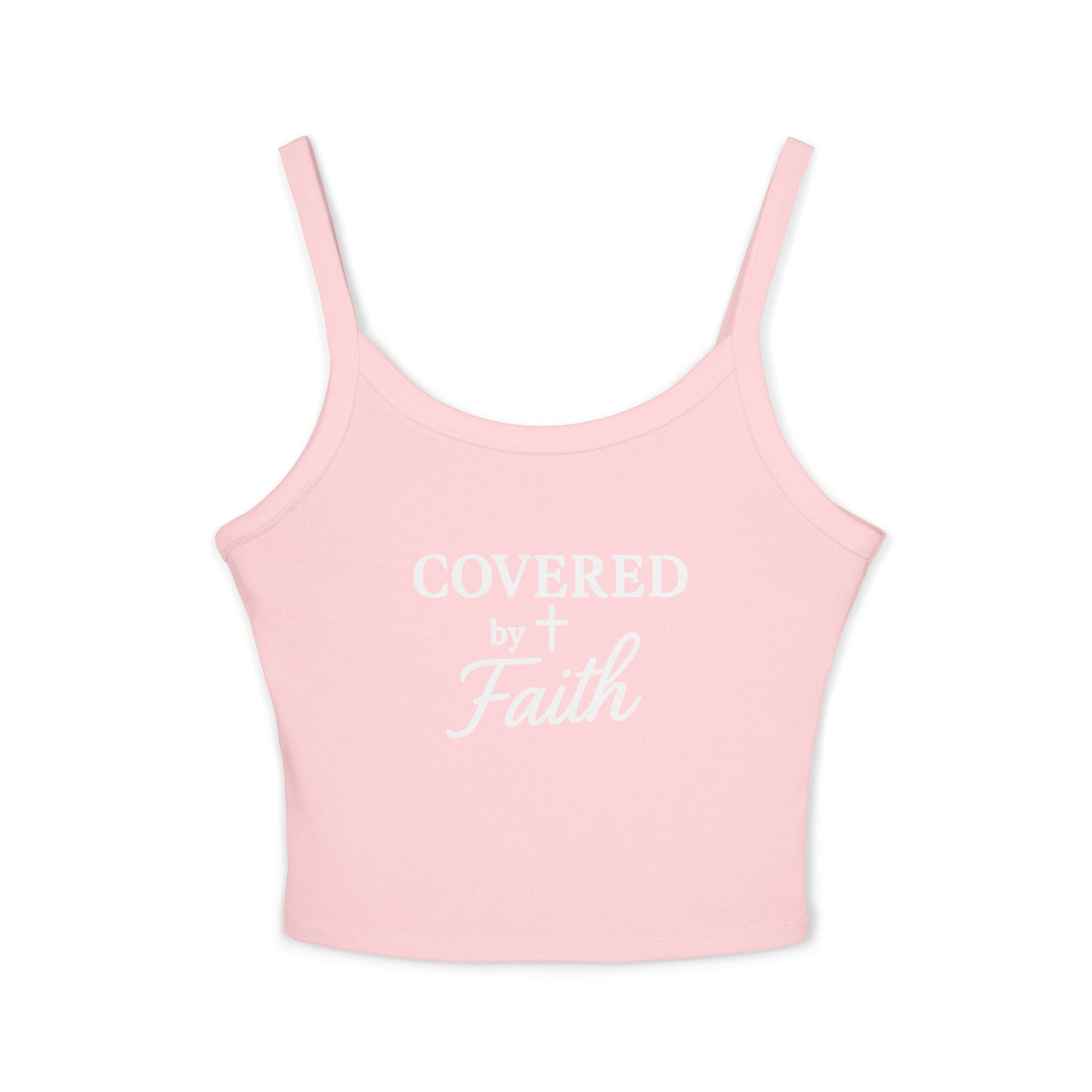Women’s Spaghetti Strap Tank Top, Covered By Faith Logo