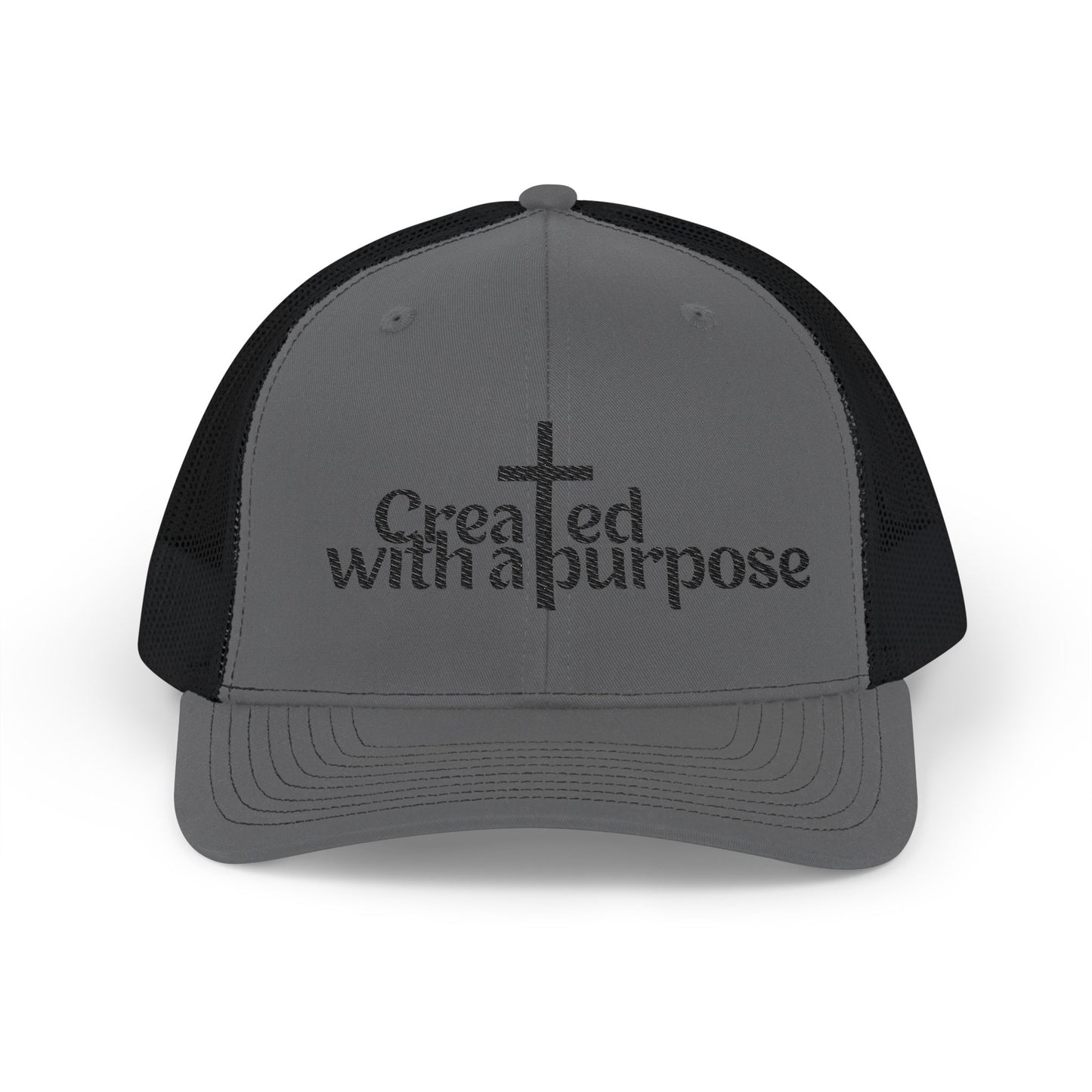 Adult Embroidered Snapback Trucker Cap - "Created with a Purpose"