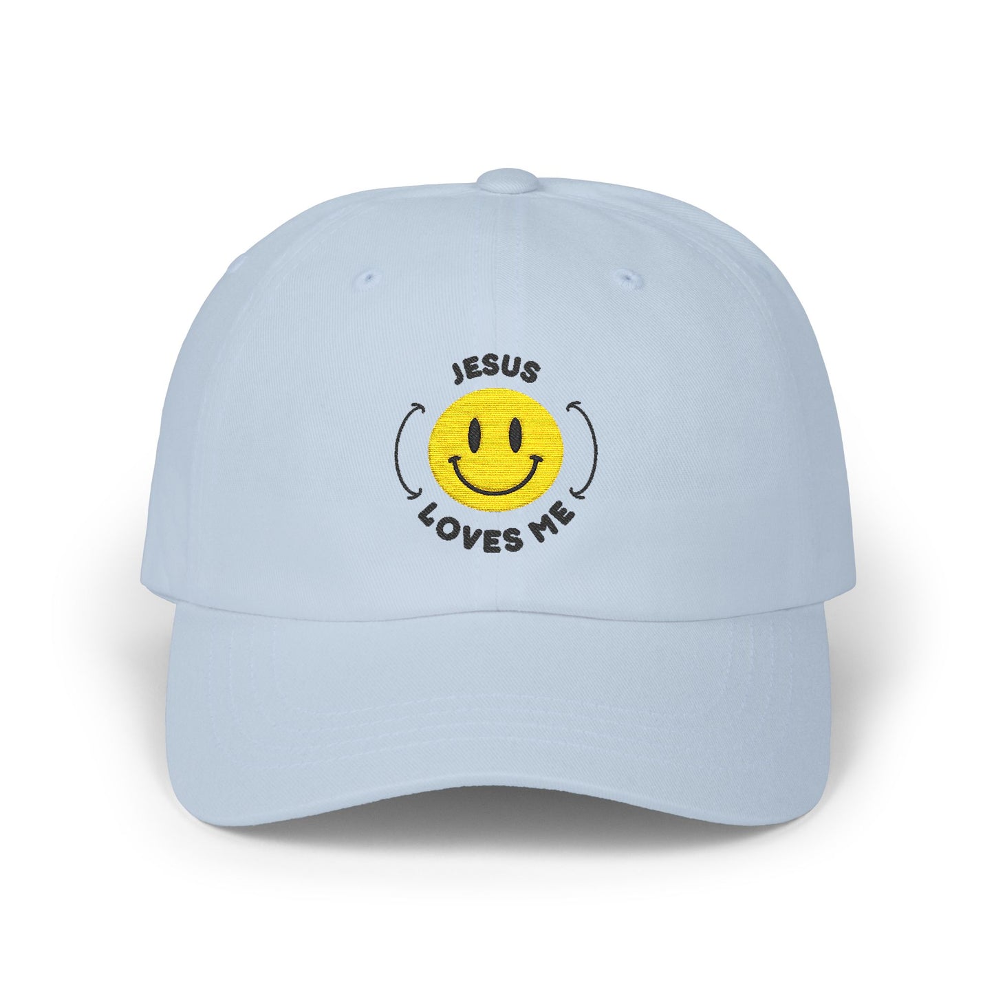 Adult - Embroidered Happy Face Jesus Loves Me Classic Cap