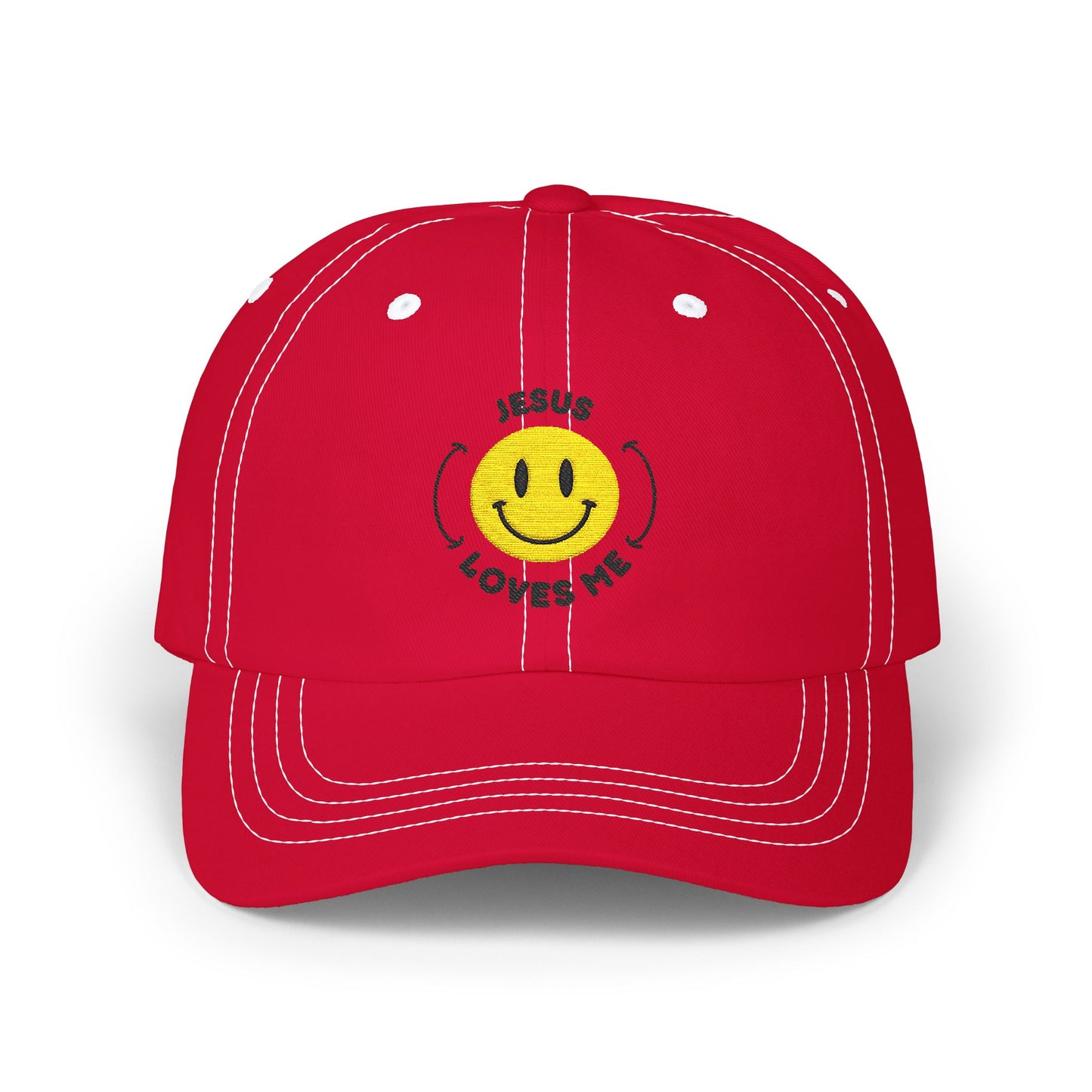 Adult - Embroidered Happy Face Jesus Loves Me Classic Cap