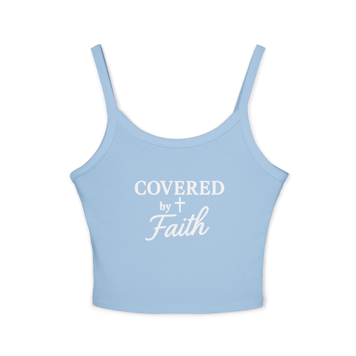 Women’s Spaghetti Strap Tank Top, Covered By Faith Logo
