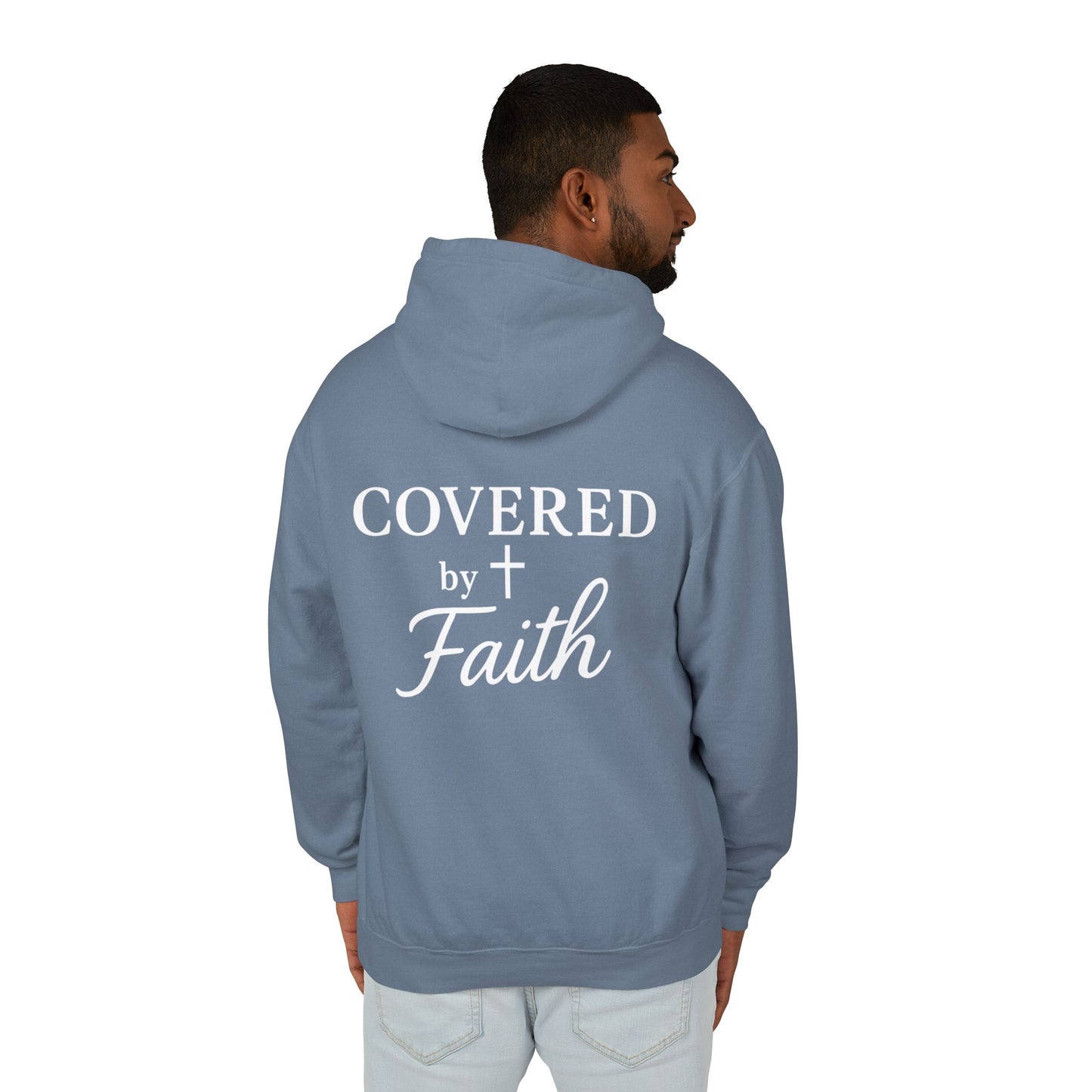 Adult Unisex Faith-Inspired Lightweight Hooded Sweatshirt - Covered by Faith