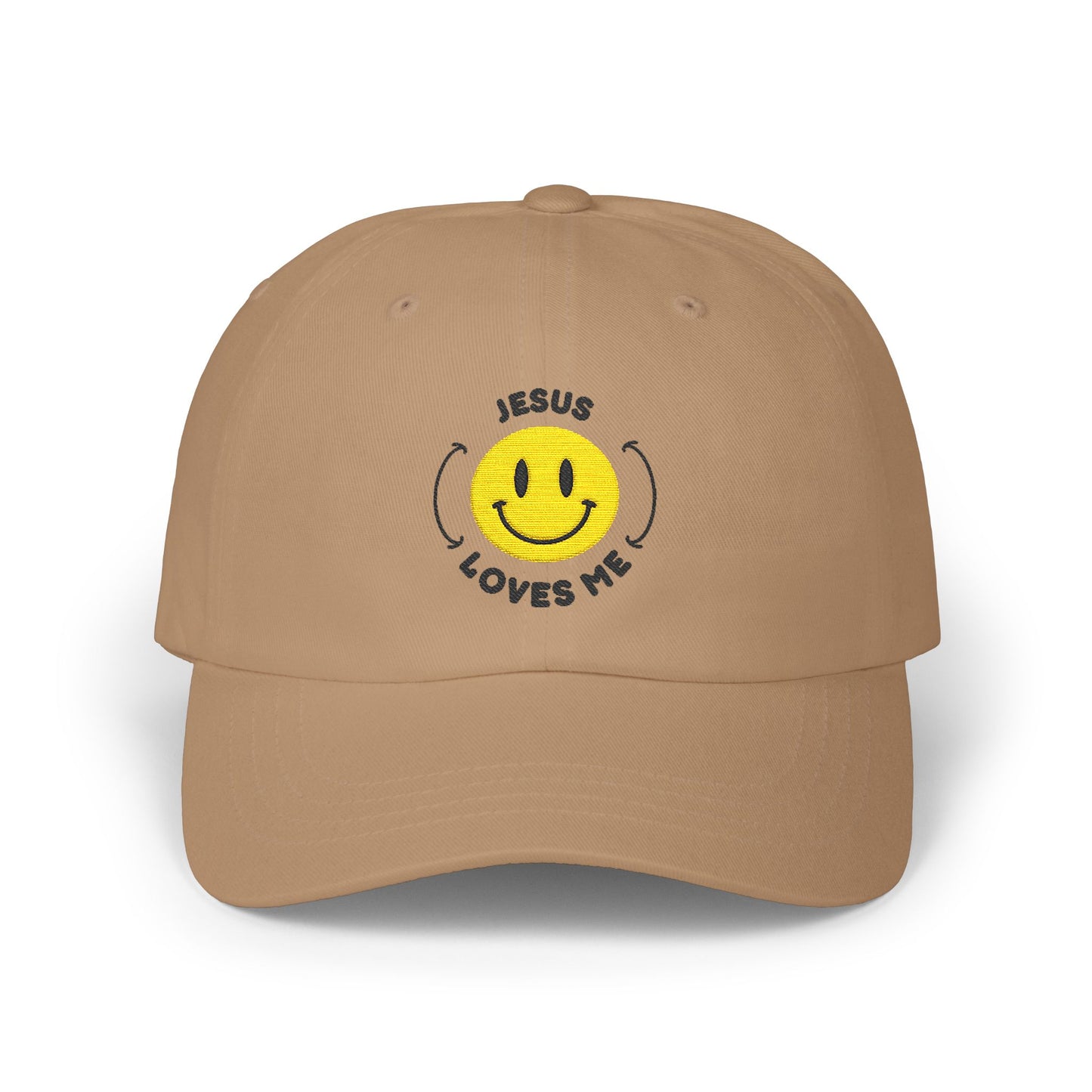 Adult - Embroidered Happy Face Jesus Loves Me Classic Cap
