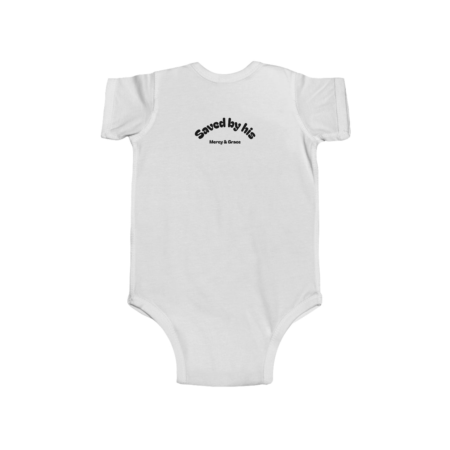 Infant Jesus Loves Me Onesie - Saved by His Mercy & Grace (Front & Back Design)