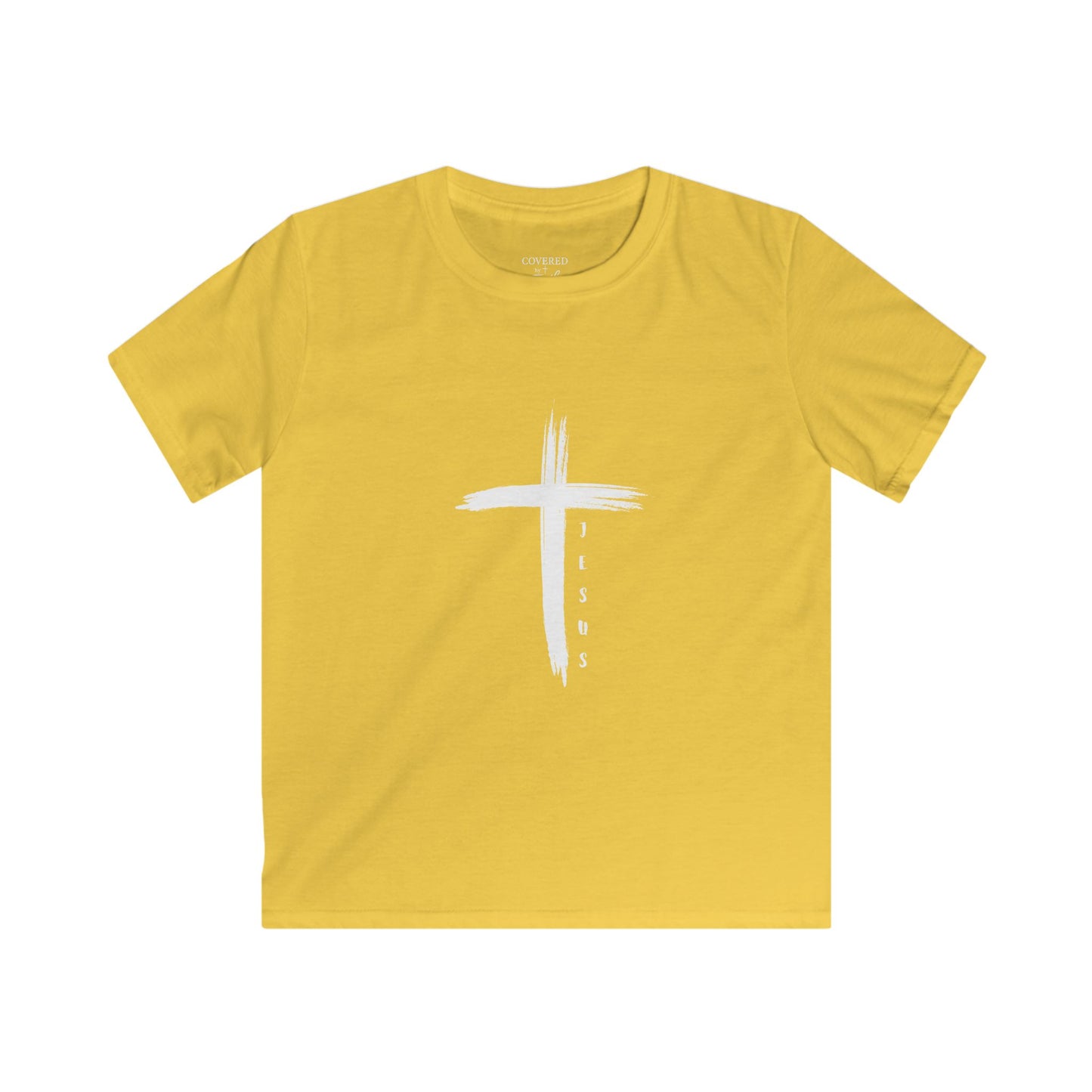 Youth Kids Softstyle Tee - Jesus Cross Design