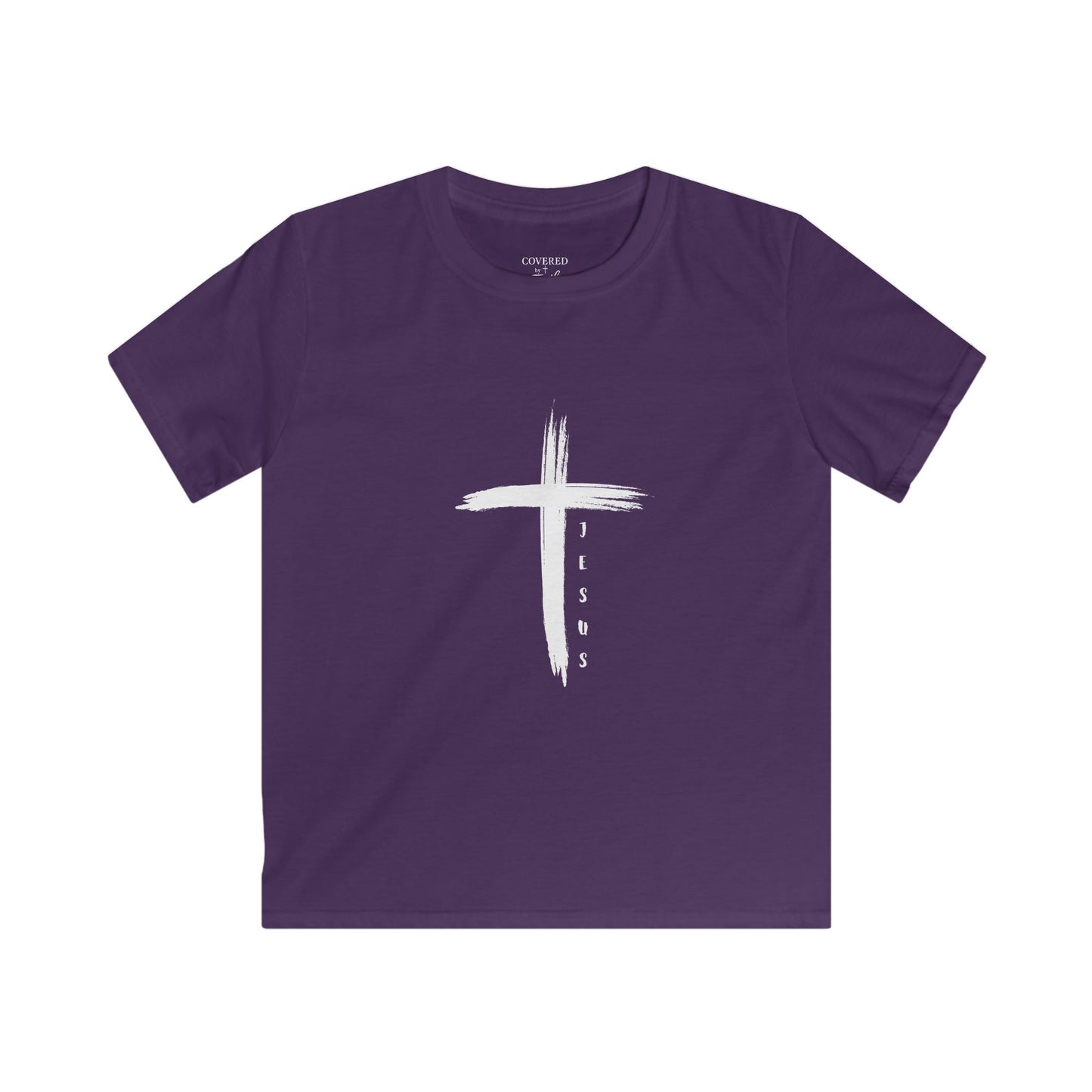 Youth Kids Softstyle Tee - Jesus Cross Design
