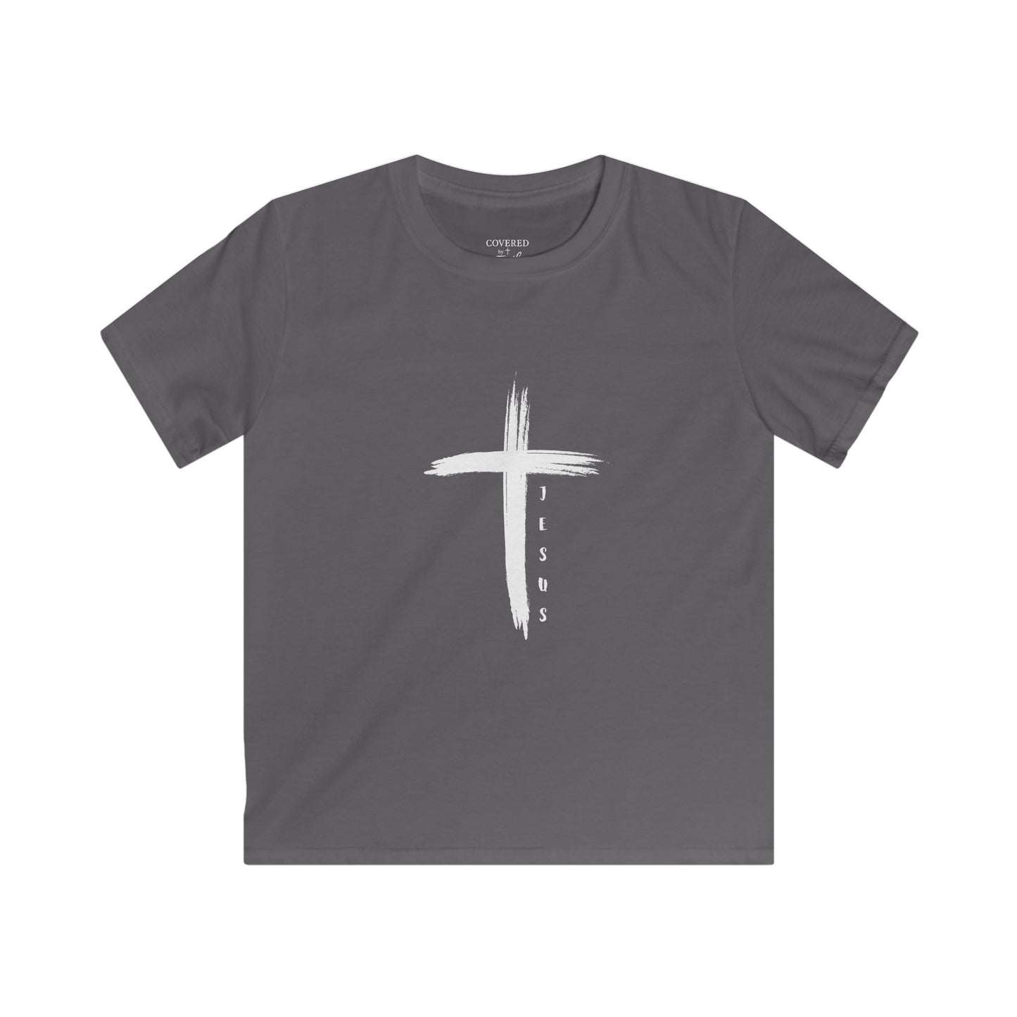 Youth Kids Softstyle Tee - Jesus Cross Design