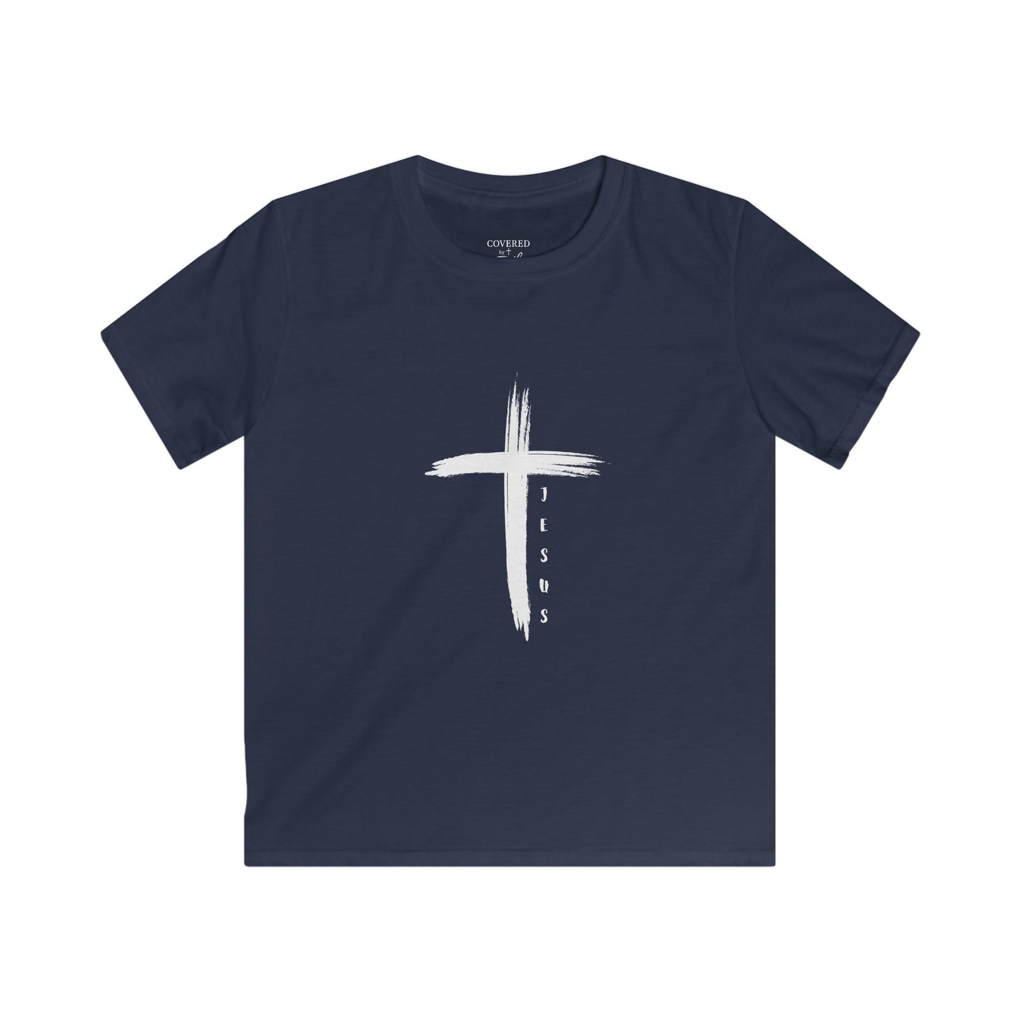 Youth Kids Softstyle Tee - Jesus Cross Design