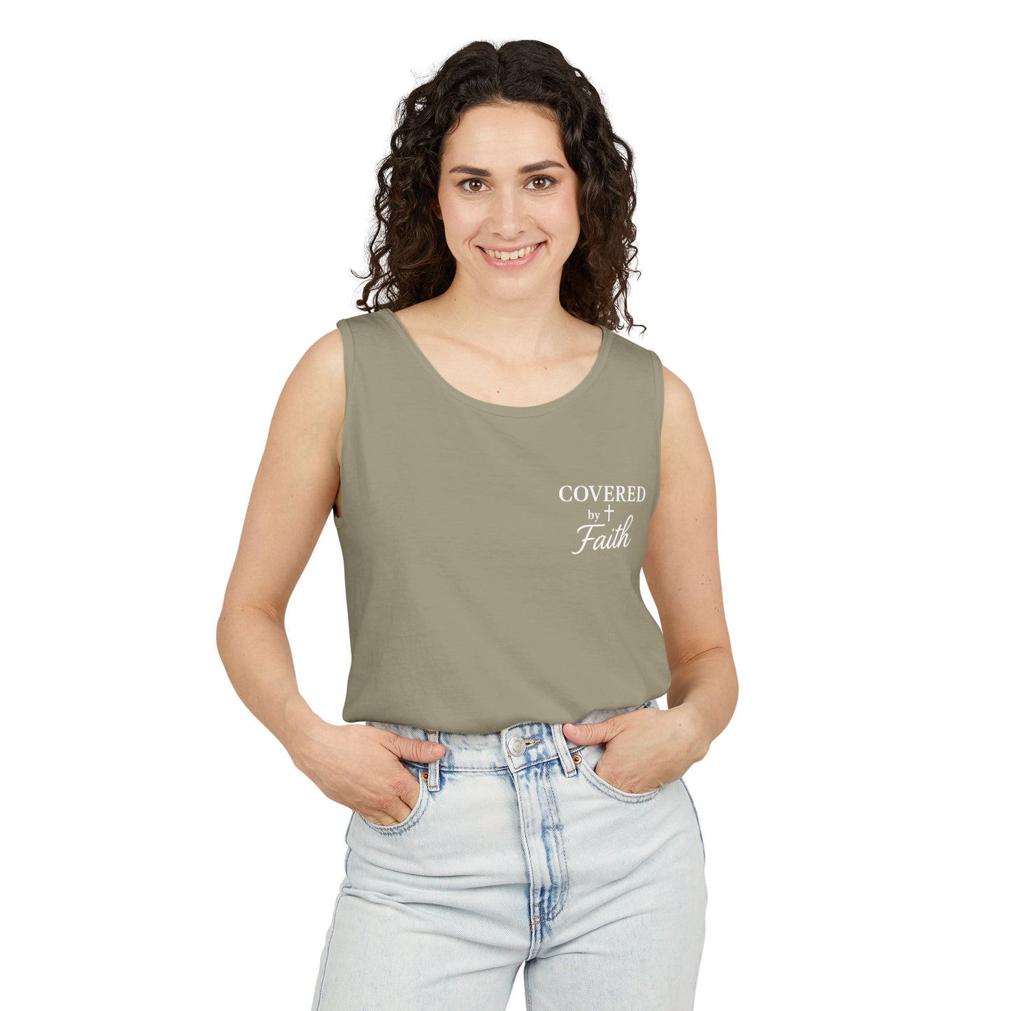 Adult Unisex Covered by Faith Tank Top Jesus Saved Me (Front & Back Design)