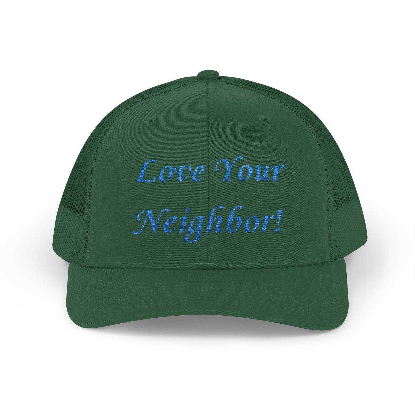 Adult Embroidered Love Your Neighbor Snapback Trucker Cap