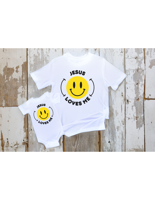 Infant Jesus Loves Me Onesie - Saved by His Mercy & Grace (Front & Back Design)