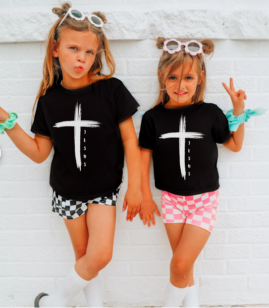Youth Kids Softstyle Tee - Jesus Cross Design
