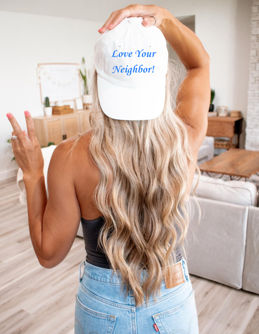Adult Embroidered Love Your Neighbor Snapback Trucker Cap
