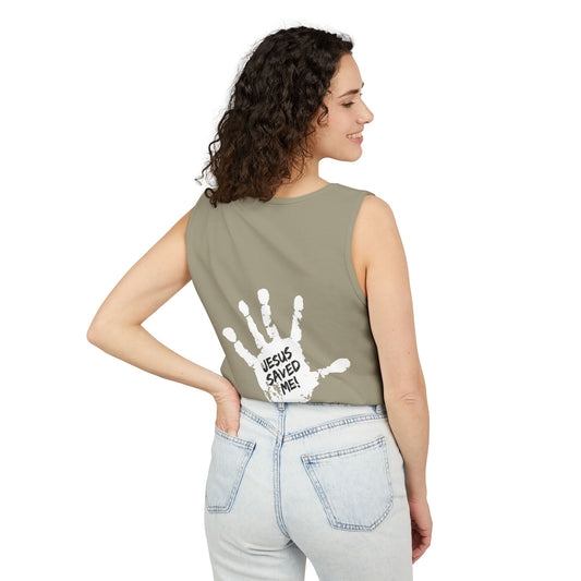 Adult Unisex Covered by Faith Tank Top Jesus Saved Me (Front & Back Design)