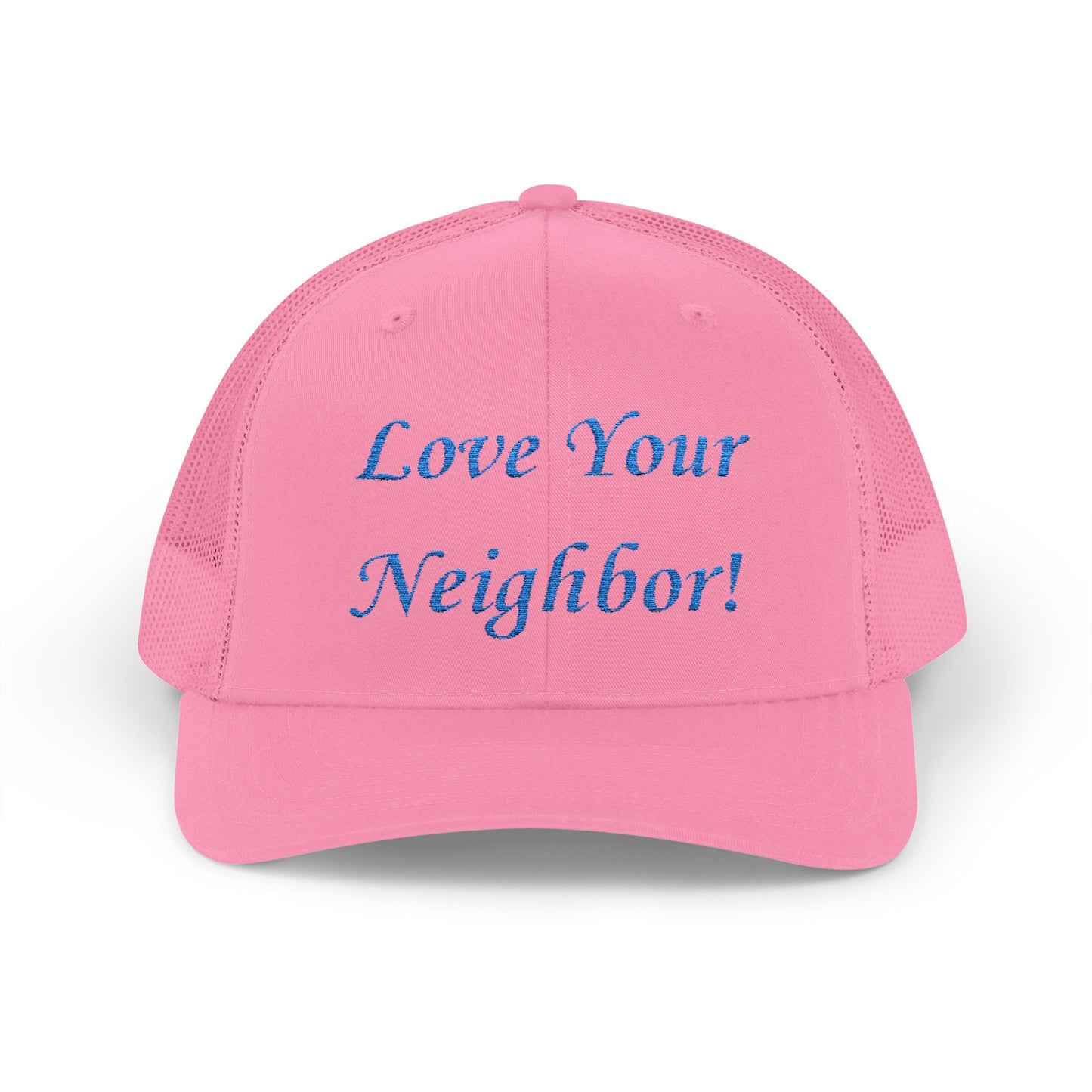 Adult Embroidered Love Your Neighbor Snapback Trucker Cap
