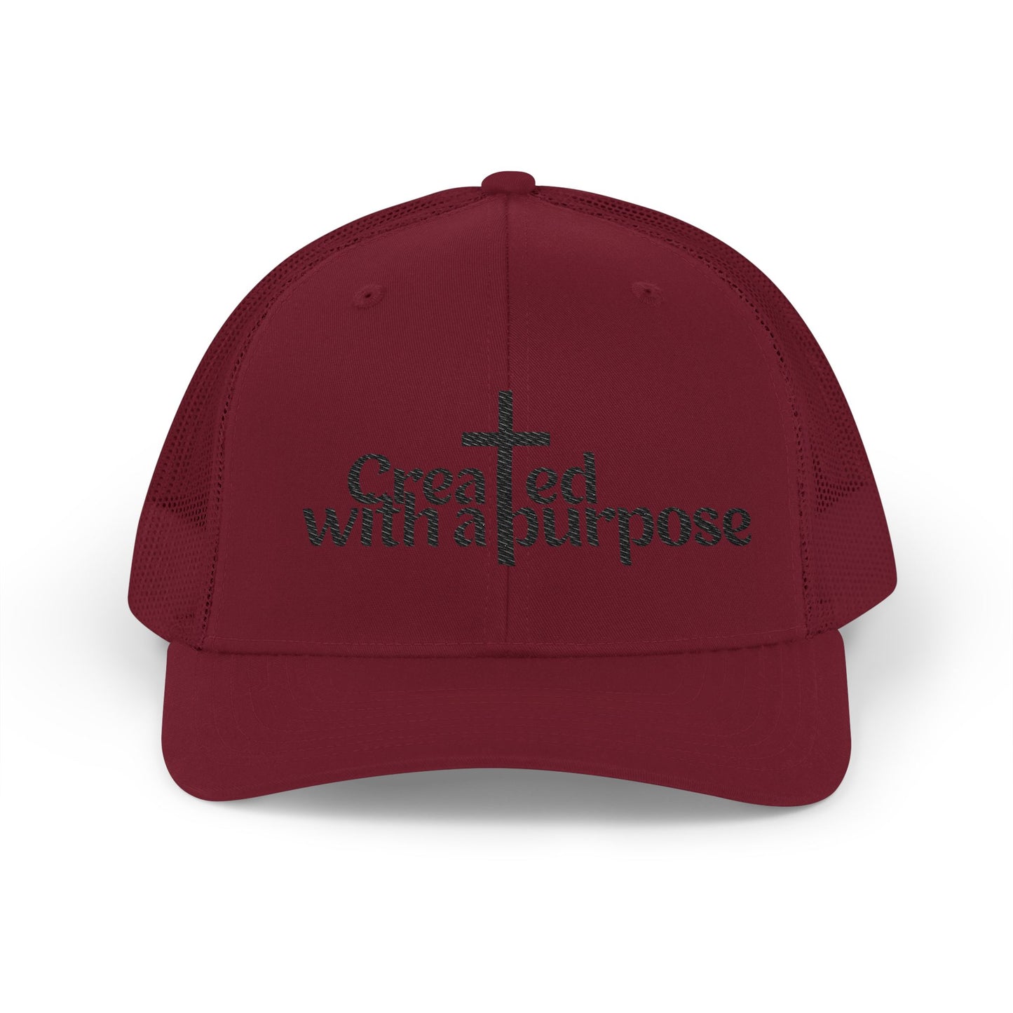Adult Embroidered Snapback Trucker Cap - "Created with a Purpose"
