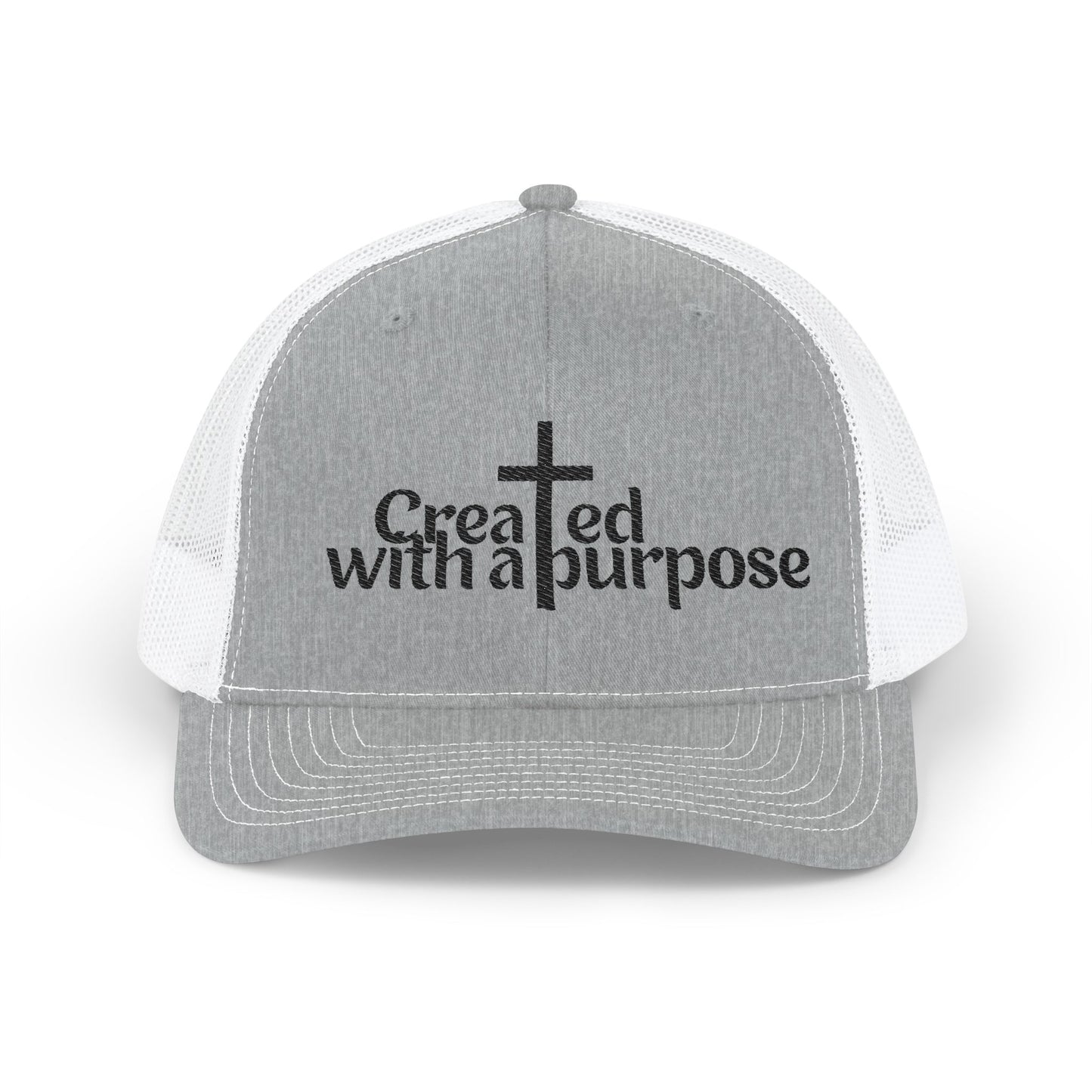 Adult Embroidered Snapback Trucker Cap - "Created with a Purpose"