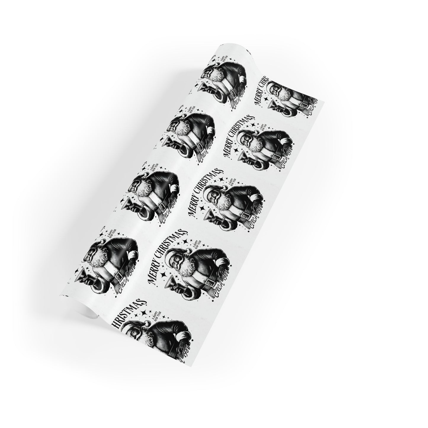 Vintage Santa Martini Christmas Wrapping Paper Roll | Holiday Gift Wrap