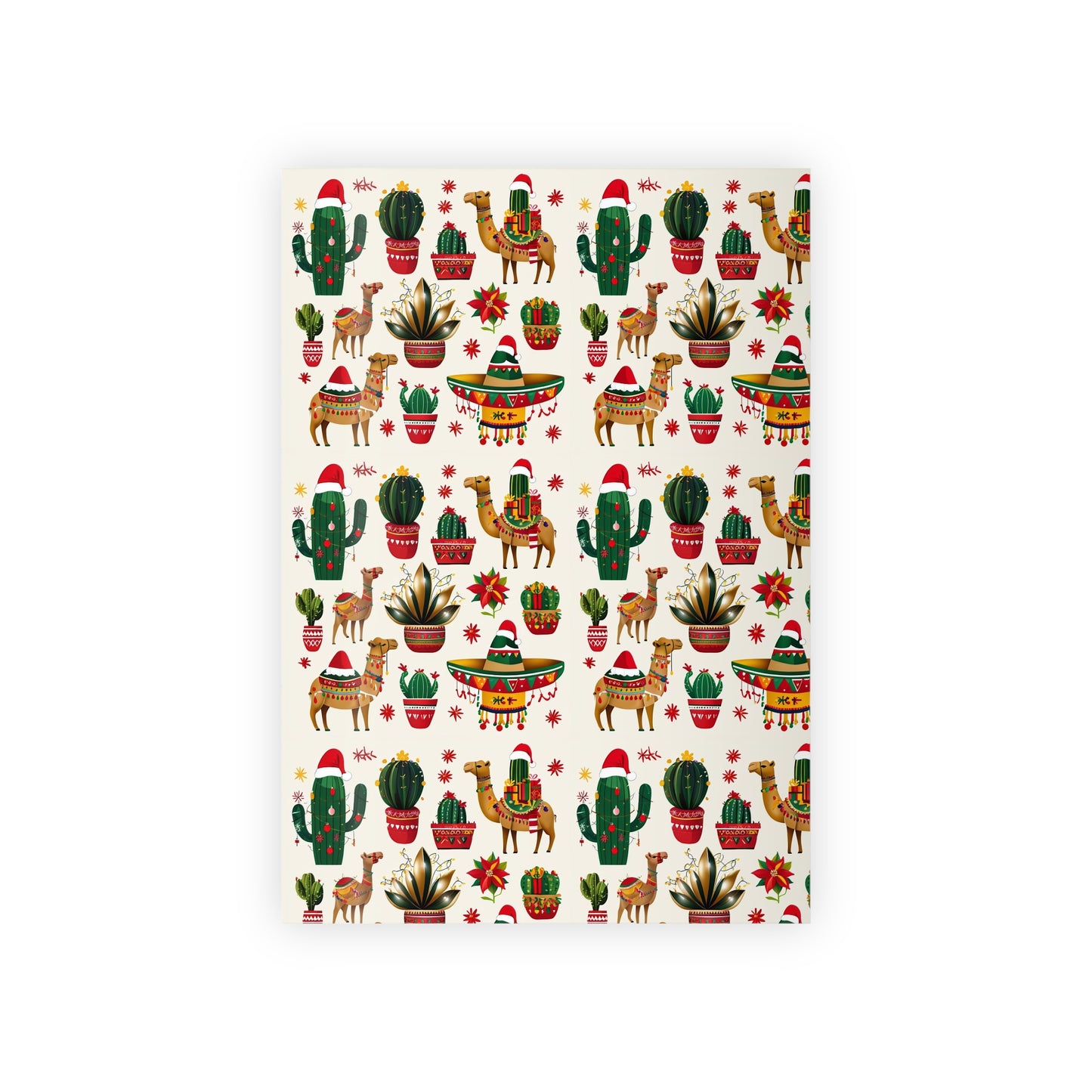 Christmas Gift Wrapping Paper Rolls, Camel Cactus Design, Wrapping Paper Roll, Holiday Gift Wrap, Festive Gift Wrap, Wrapping Paper Sheets,