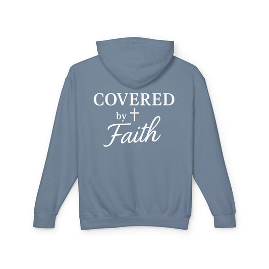 Adult Unisex Faith-Inspired Lightweight Hooded Sweatshirt - Covered by Faith