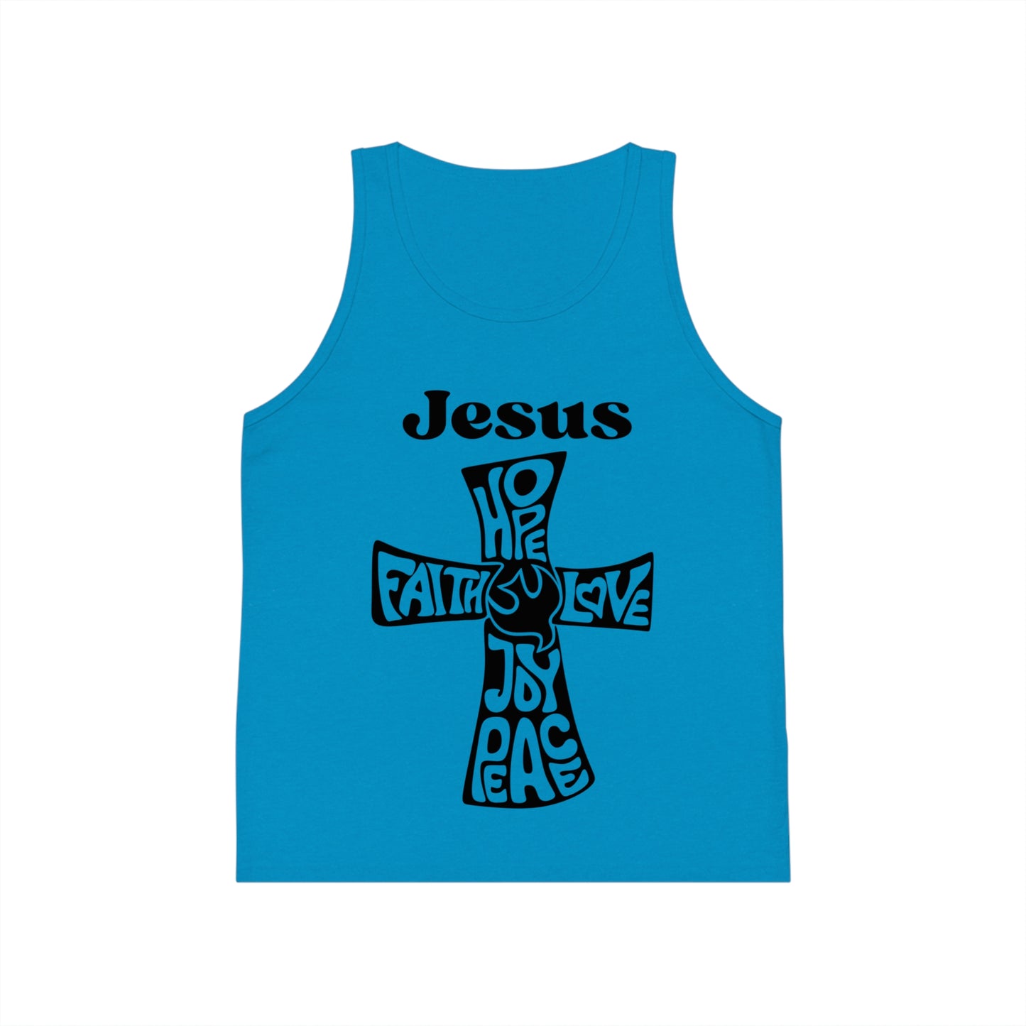 Youth - Jesus Cross Tank Top of Faith, Hope, Love