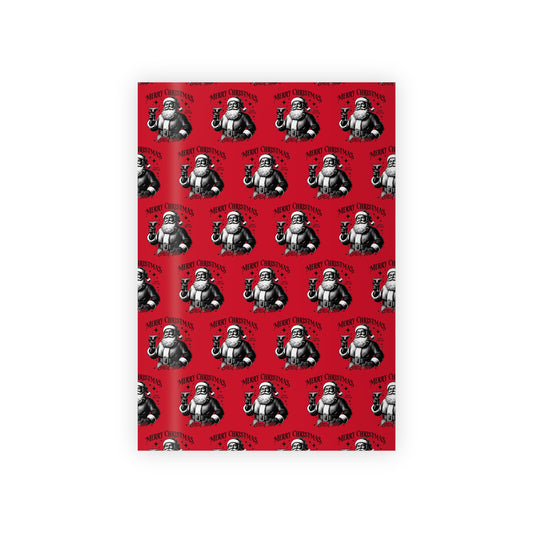 Santa Claus Martini Vintage Wrapping Paper Roll, Gift Wrapping Paper Roll