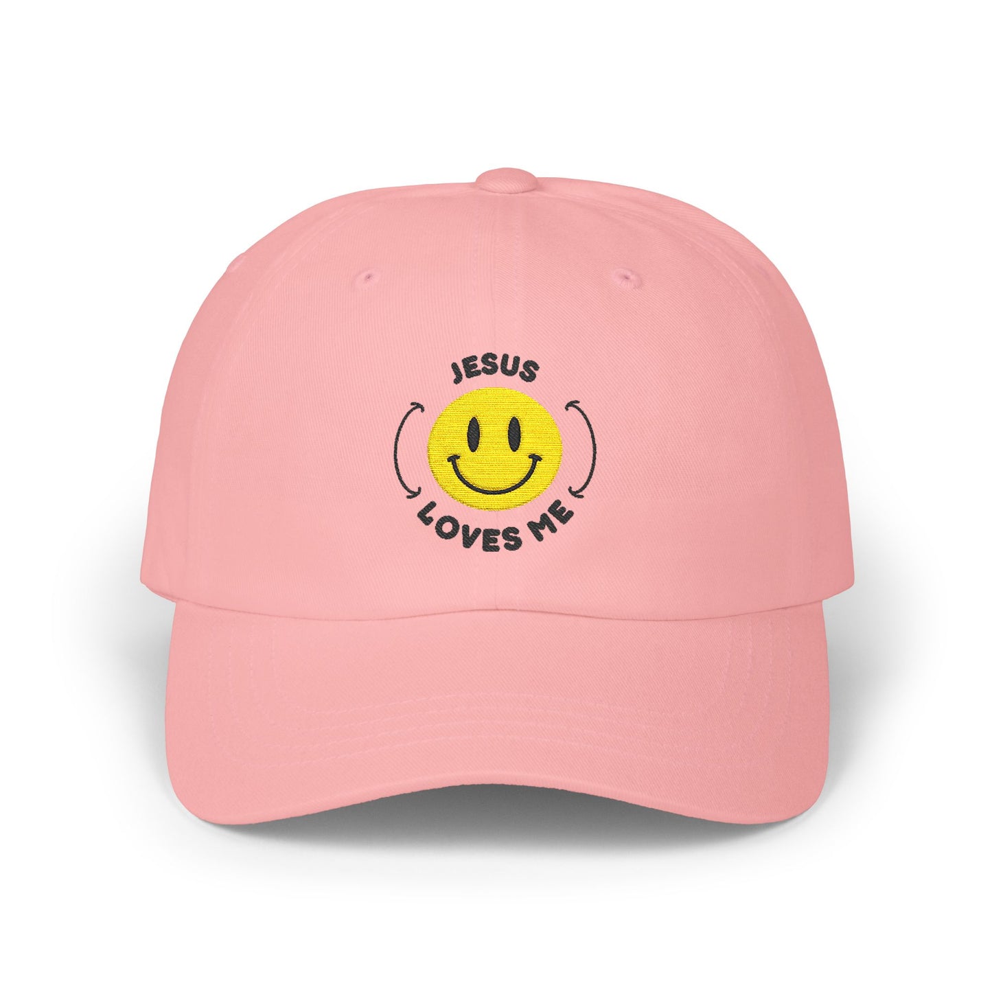 Adult - Embroidered Happy Face Jesus Loves Me Classic Cap