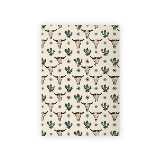 Gift Wrapping Paper Rolls, Cow Skull Country Christmas Design, Jingle Bell Cactus, Holiday Wrapping, Christmas Gift Wrap, Western Christmas