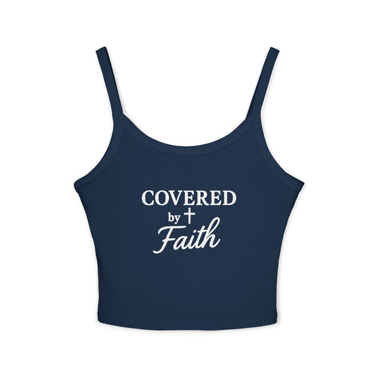 Women’s Spaghetti Strap Tank Top, Covered By Faith Logo