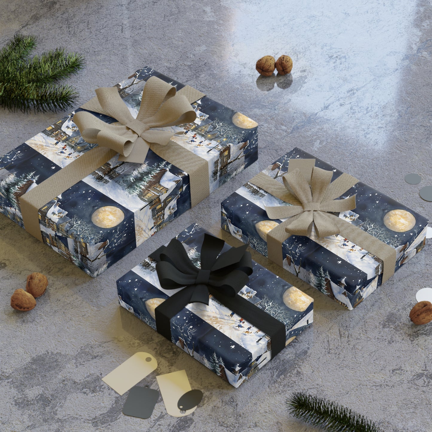 Nostalgic Winter Night Wrapping Paper Roll, Gift Wrapping Paper