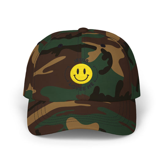 Adult - Embroidered Happy Face Jesus Loves Me Classic Cap