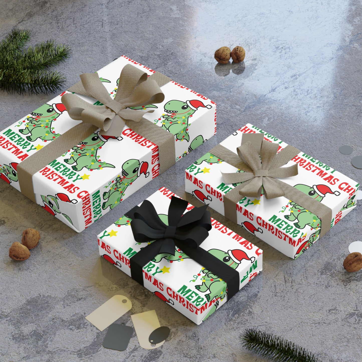 Christmas Dinosaur Wrapping Paper Roll | Festive Kids Gift Wrap