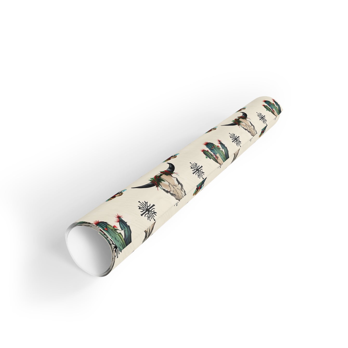 Gift Wrapping Paper Rolls, Cow Skull Country Christmas Design, Jingle Bell Cactus, Holiday Wrapping, Christmas Gift Wrap, Western Christmas