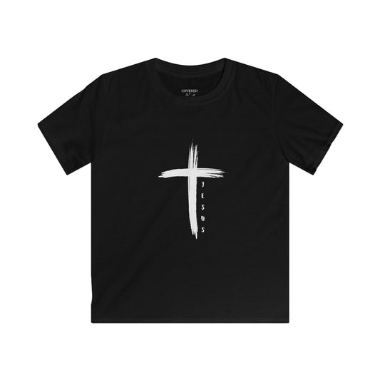 Youth Kids Softstyle Tee - Jesus Cross Design