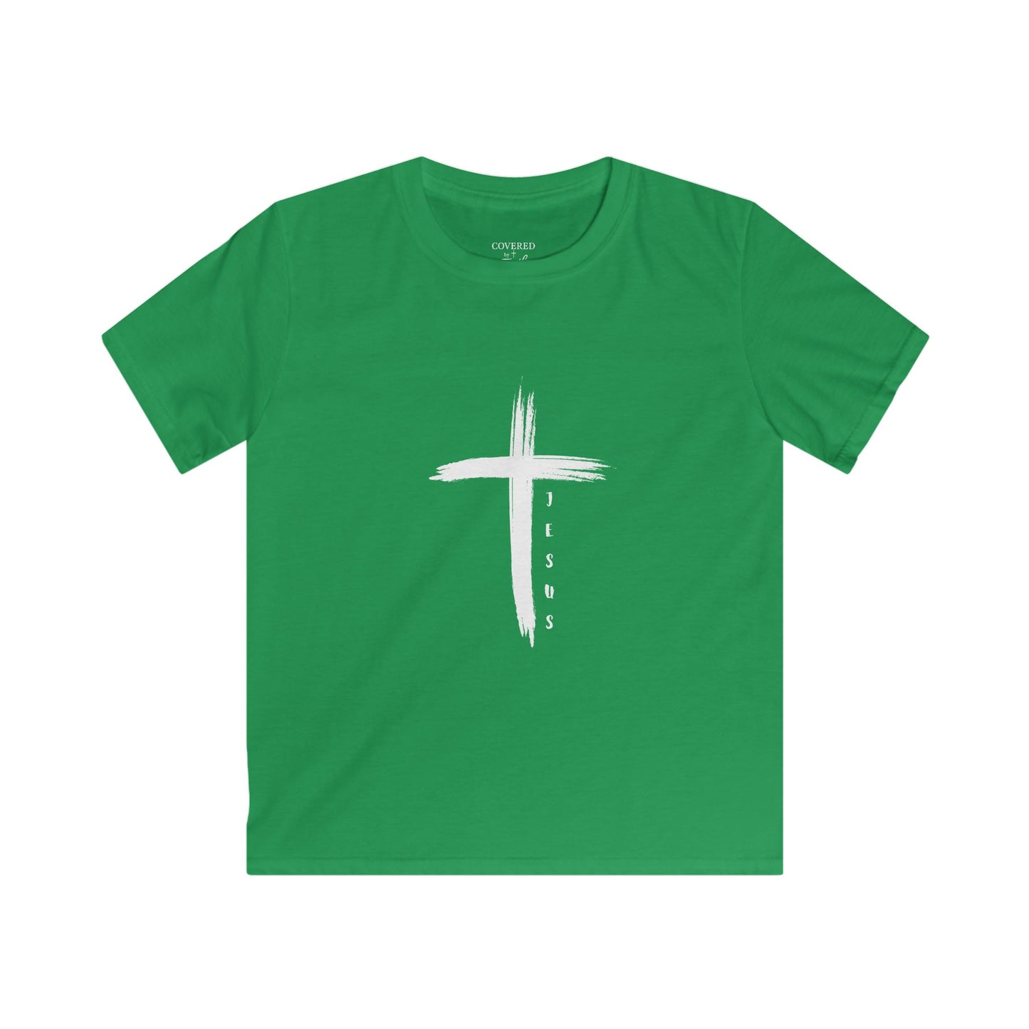 Youth Kids Softstyle Tee - Jesus Cross Design