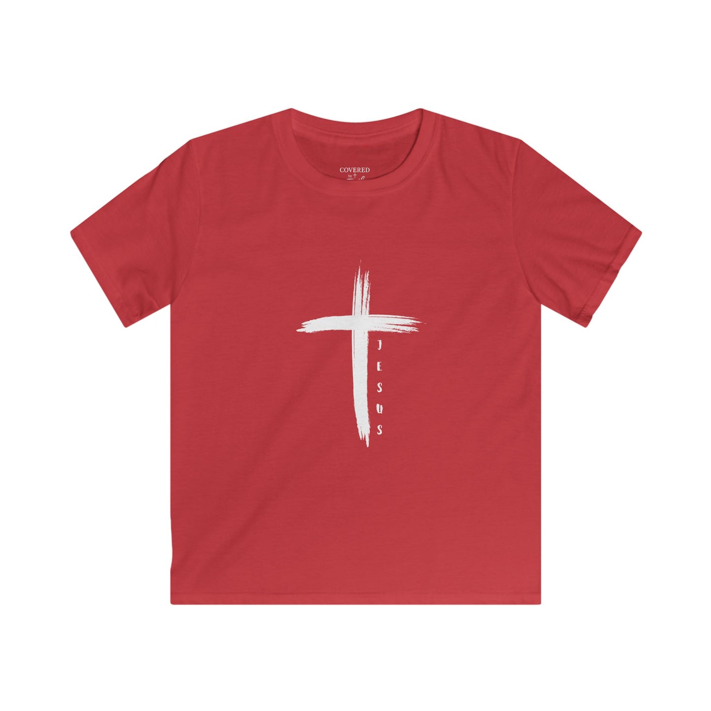 Youth Kids Softstyle Tee - Jesus Cross Design