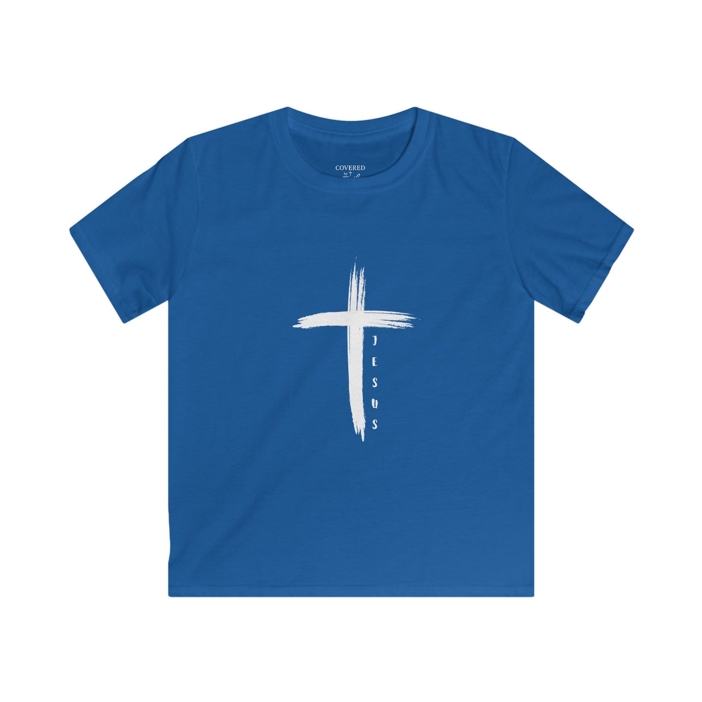 Youth Kids Softstyle Tee - Jesus Cross Design
