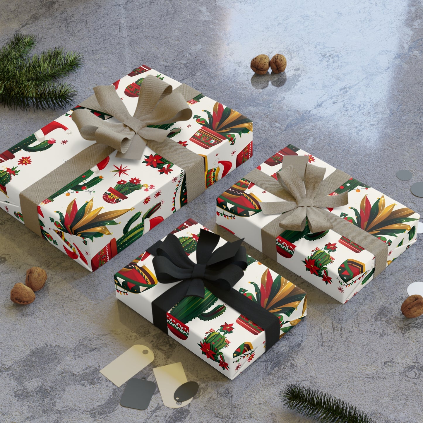 Mexican Christmas Gift Wrapping Paper Rolls, Holiday Present Wrap, Festive Xmas Gift Wrap Roll, Unique Wrapping Paper, 1pc Roll