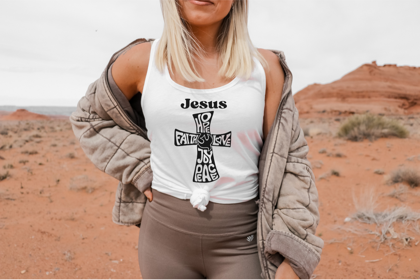 Youth - Jesus Cross Tank Top of Faith, Hope, Love