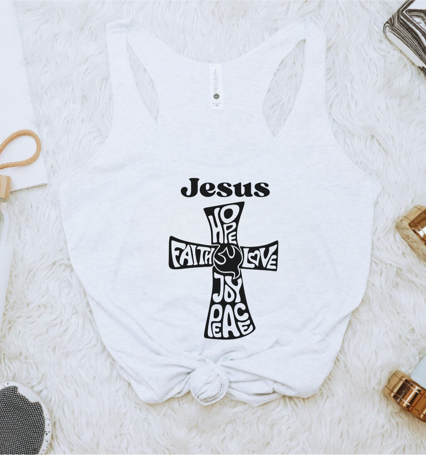 Youth - Jesus Cross Tank Top of Faith, Hope, Love